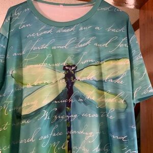 Dragonfly Print Teal Top